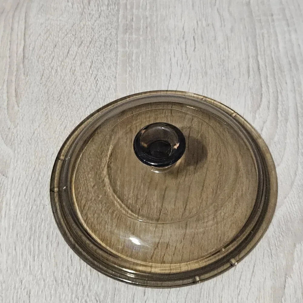 Pyrex Corning Visions Amber Glass Lid V-1-C for 1 Qt Pot or Casserole Brown